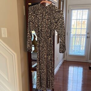 LOFT Animal Print Long Sleeve Dress